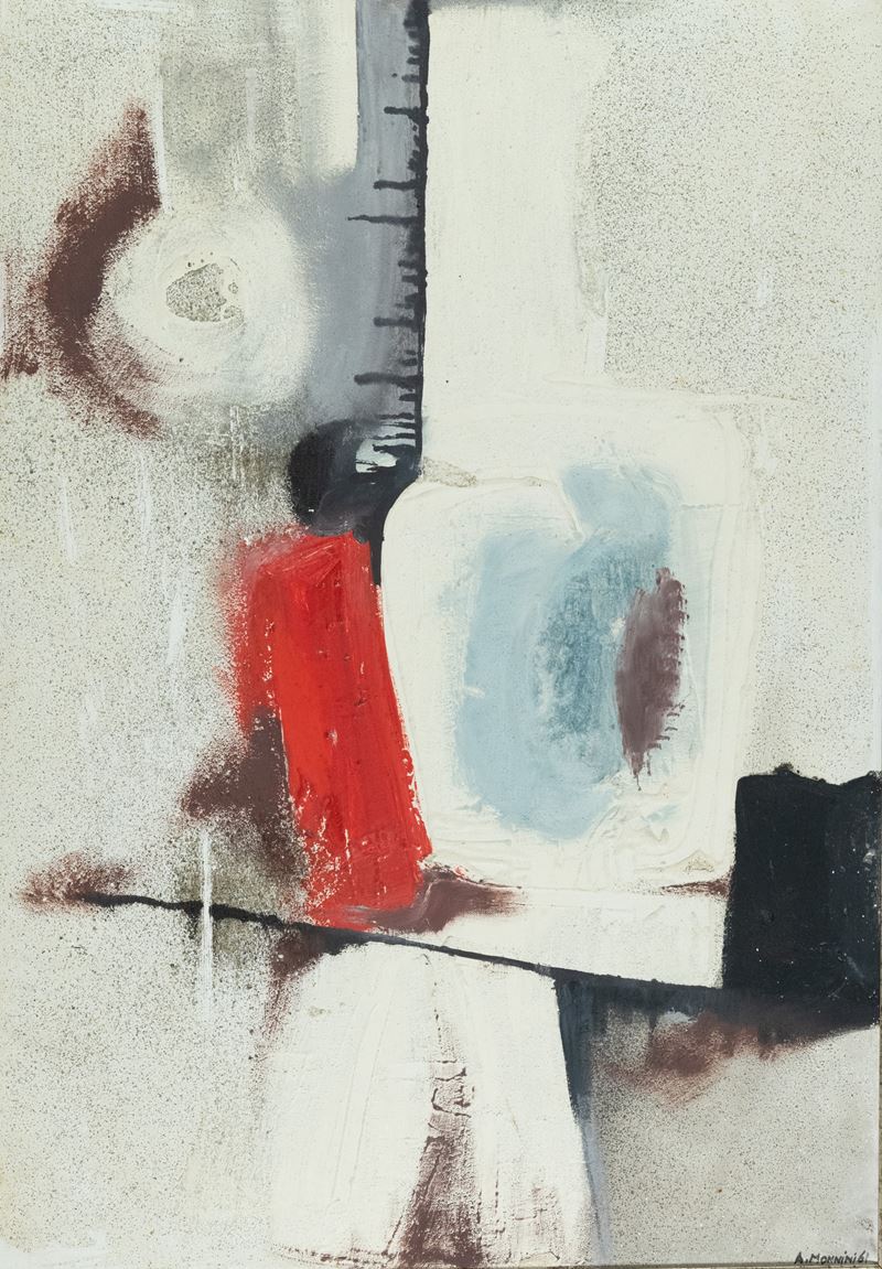 Alvaro Monnini - Composizione n. 6, tecnica mista su tela (1961)