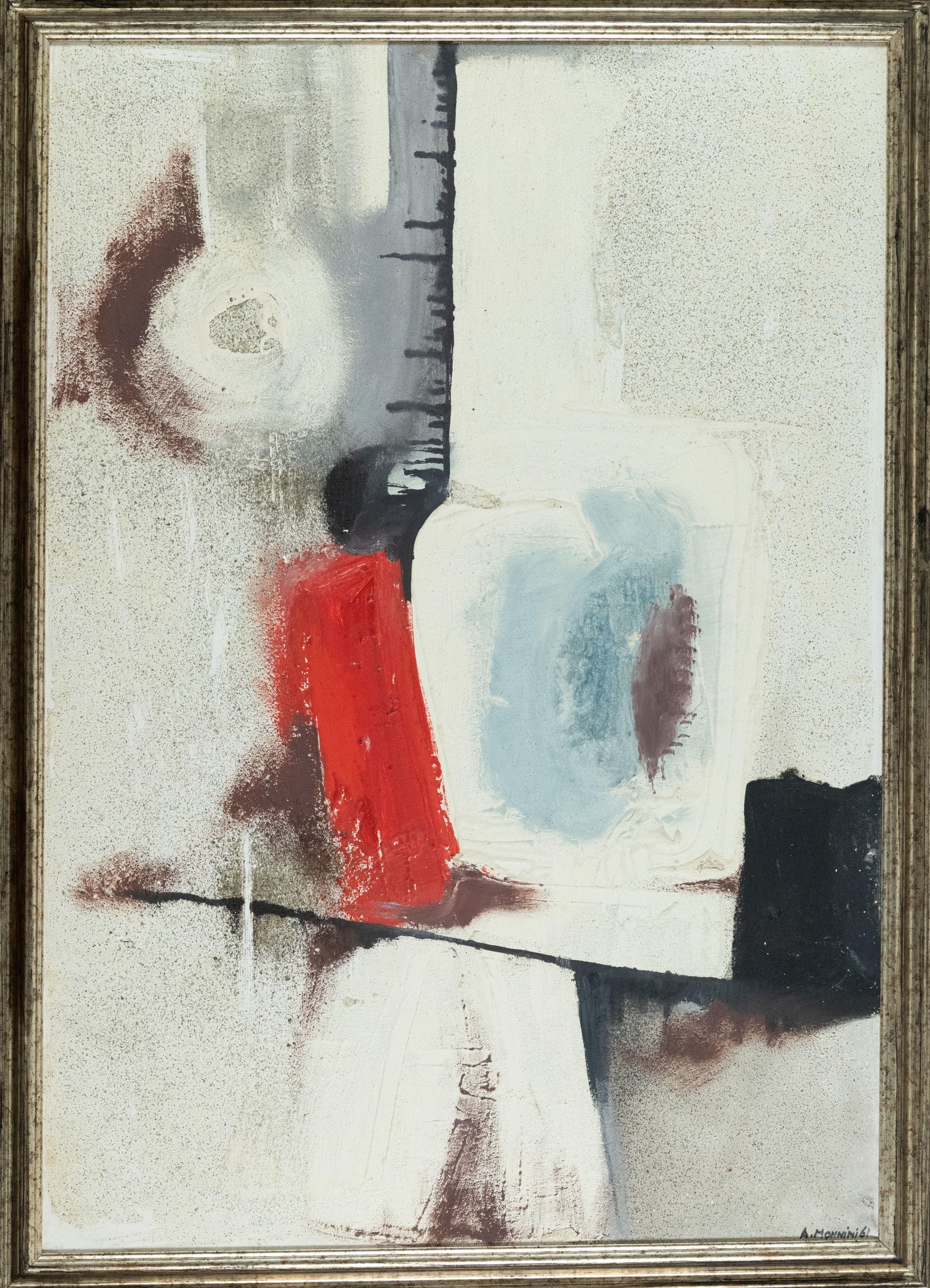 Alvaro Monnini - Composizione n. 6, tecnica mista su tela (1961)