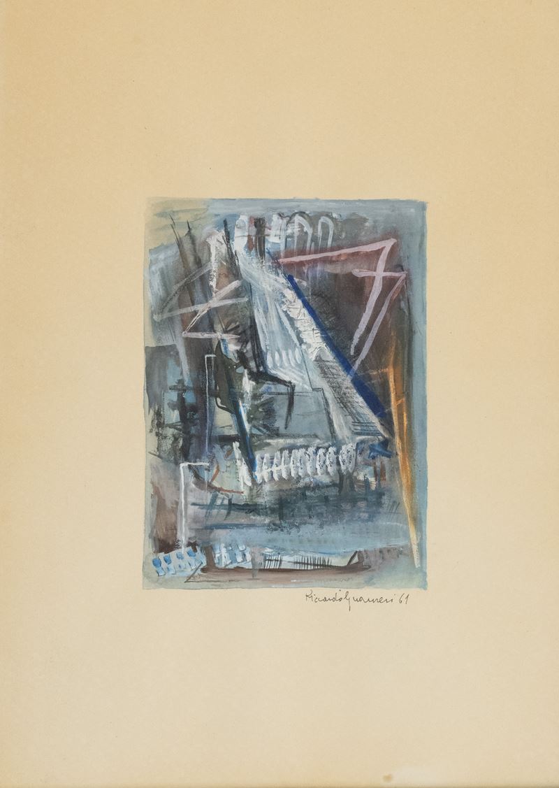 Riccardo Guarneri - Composizione astratta, tempera (1961)