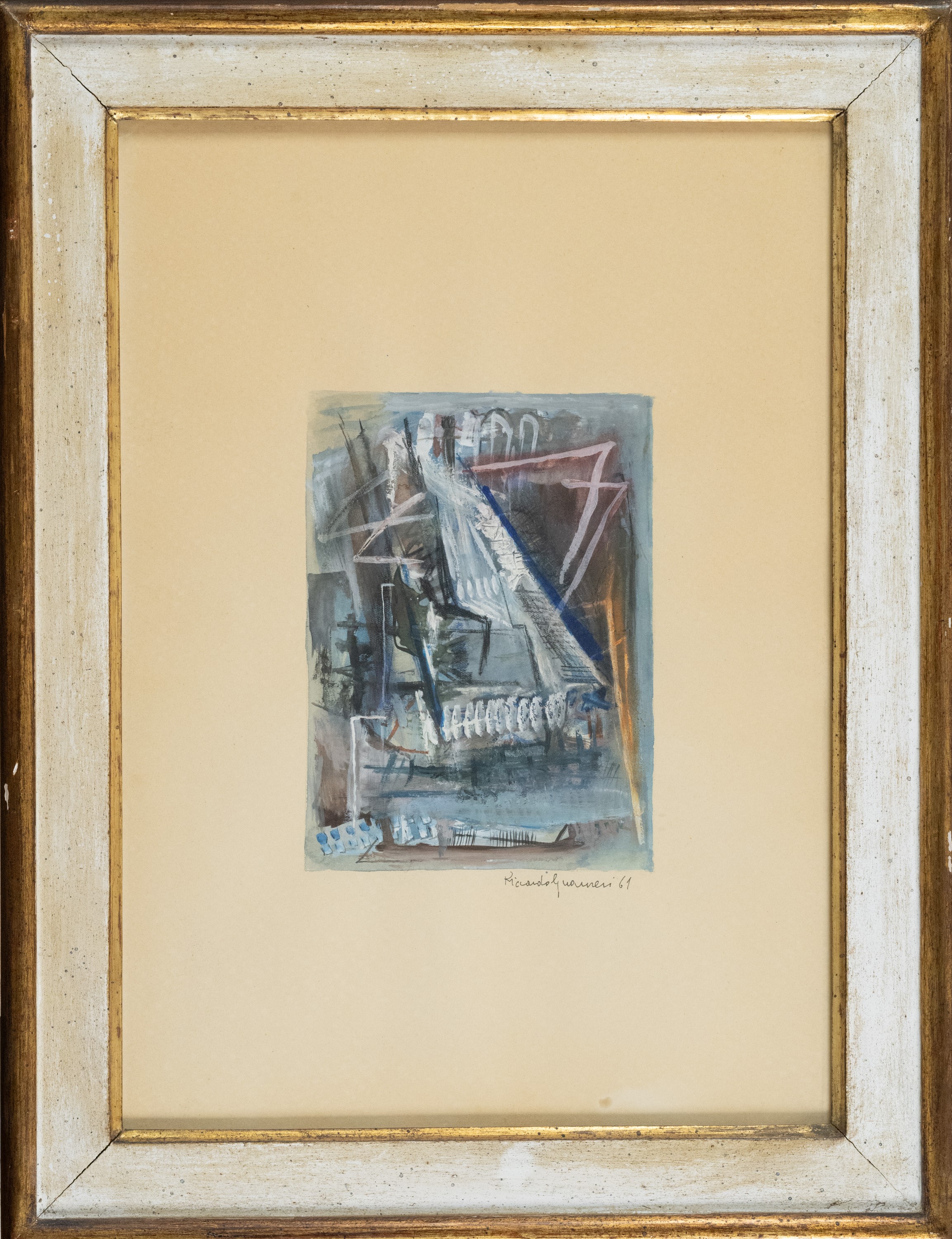 Riccardo Guarneri - Composizione astratta, tempera (1961)